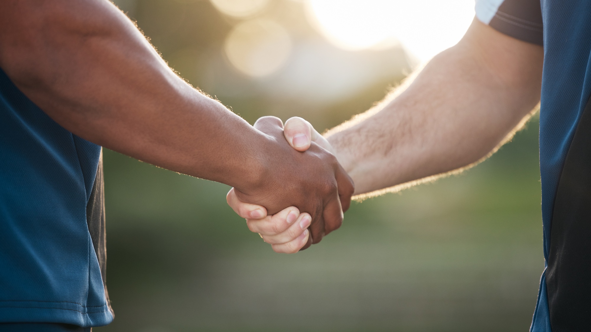 Handshake, partnership and trust, support and teamwork with congratulations or thank you. Introduct